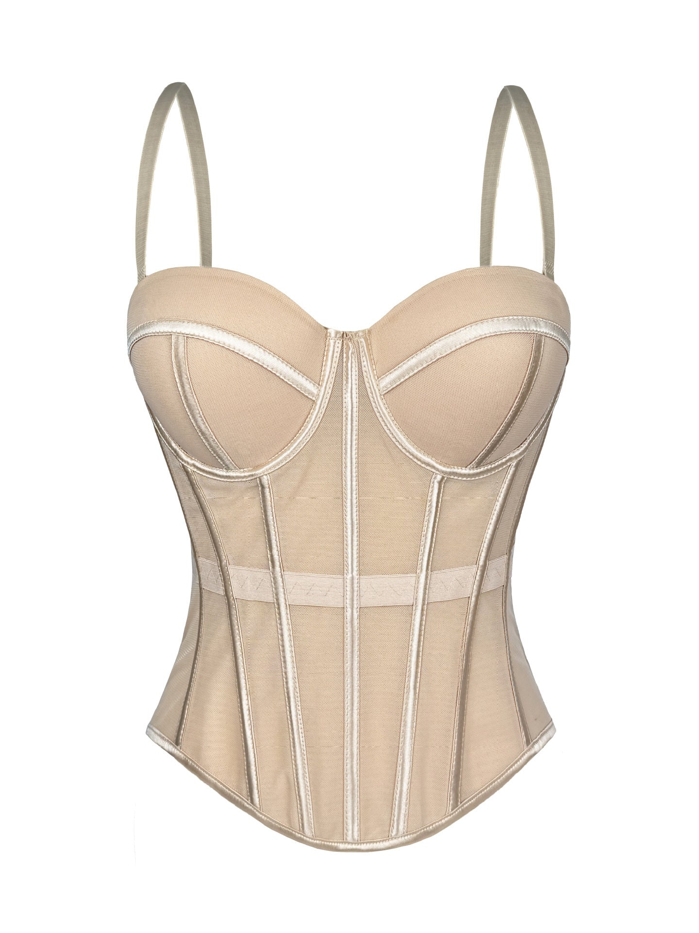 European And American Solid Color Fashion Fishbone Corset Waist-tight Slimming Mesh Camisole