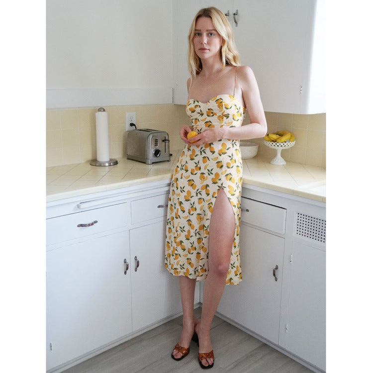 Women's Fashion French Vintage Print Dress