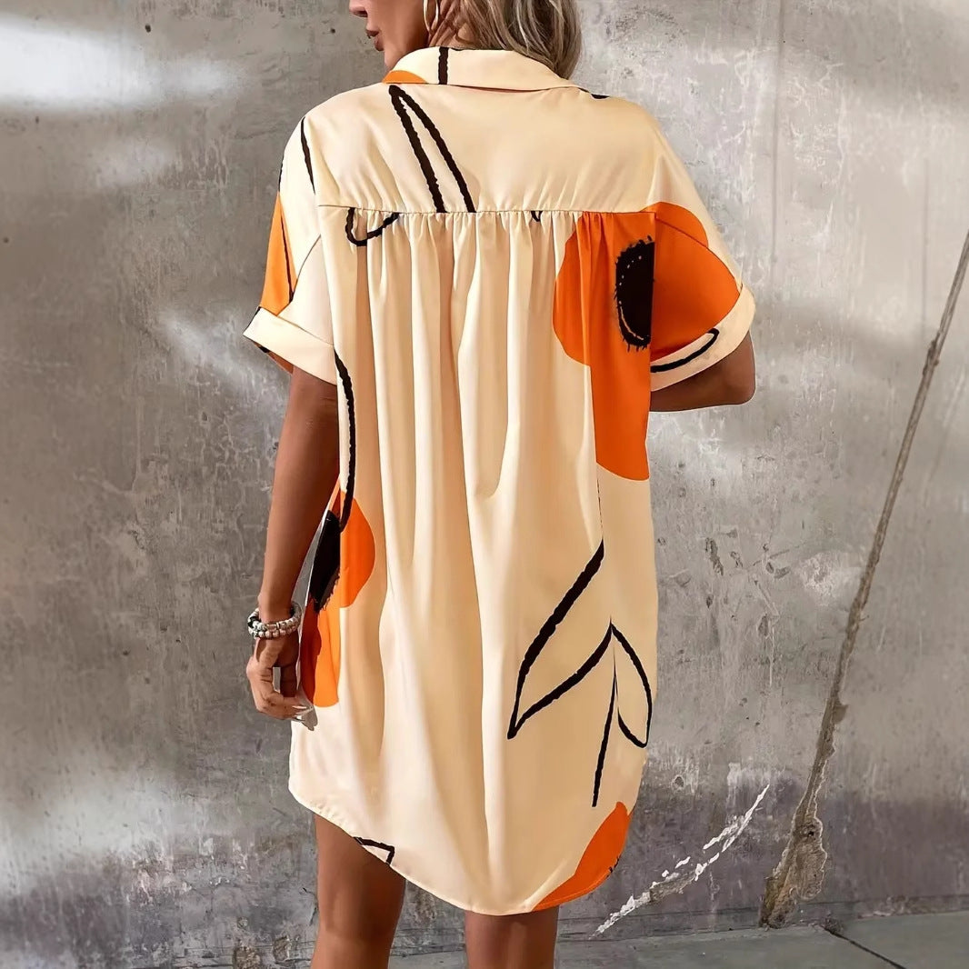 New Printed Fashion Casual Women's Shirt Dress