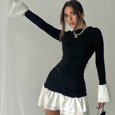 Women's Fashion Round Neck Long Sleeve Dress