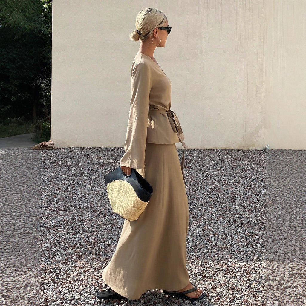 New Women's Casual Asymmetrical Lace-up Skirt Suit