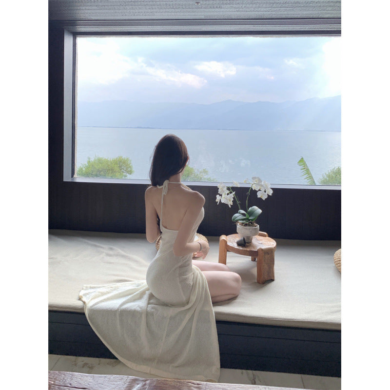 Sexy Backless Slit Strap Knit Dress For Women