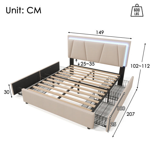 Wooden Storage Bed Bed Frame  Size 140cmx200cm