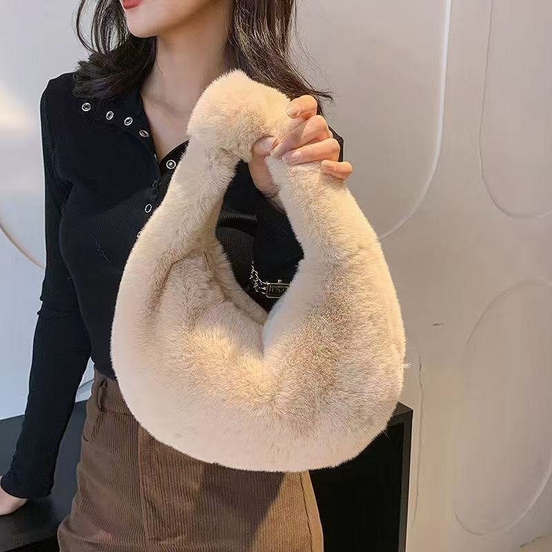 Plush Portable Dumpling Bag Fashion All-matching Daily