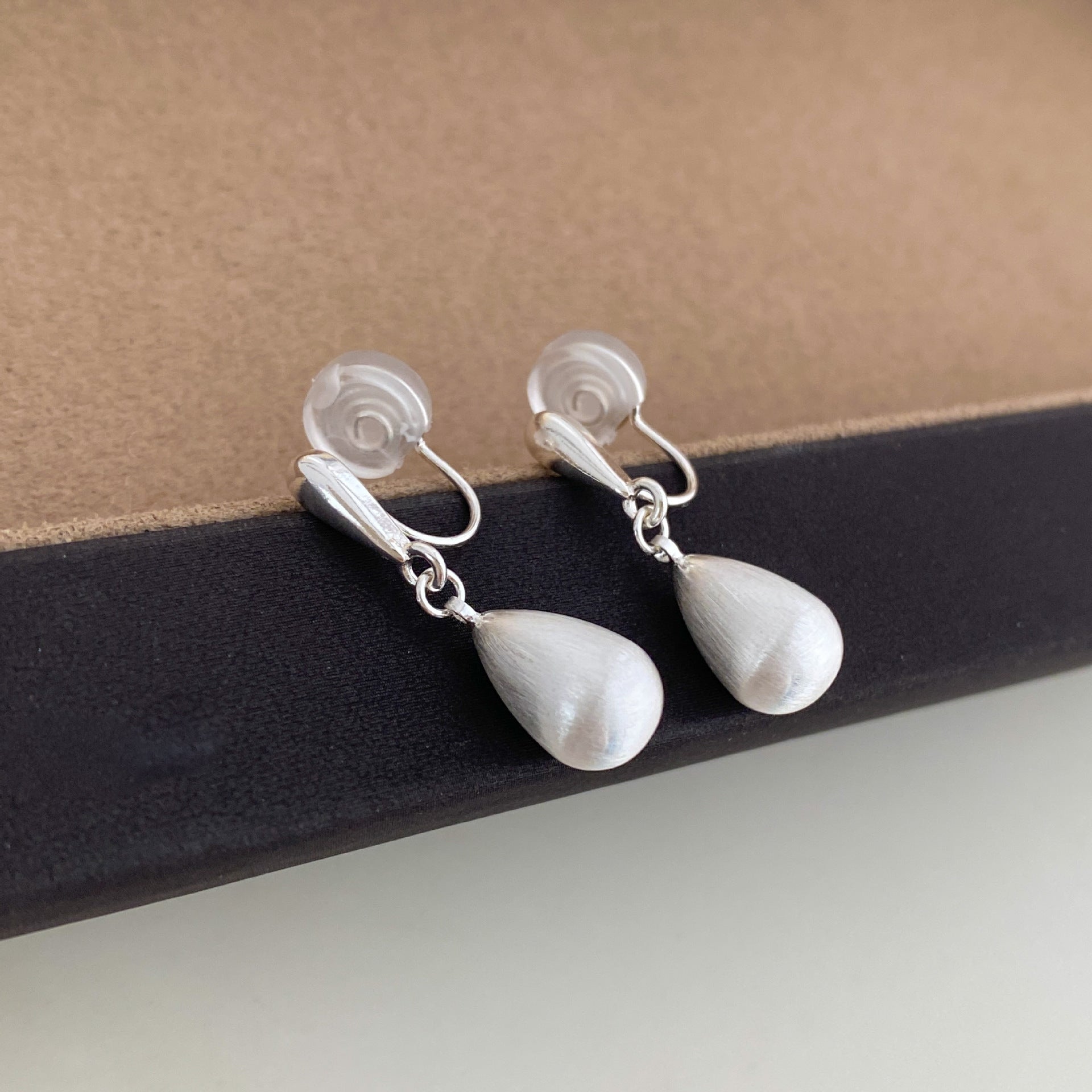 Wire Drawing Drop Pendant Ear Clips Stylish Earrings