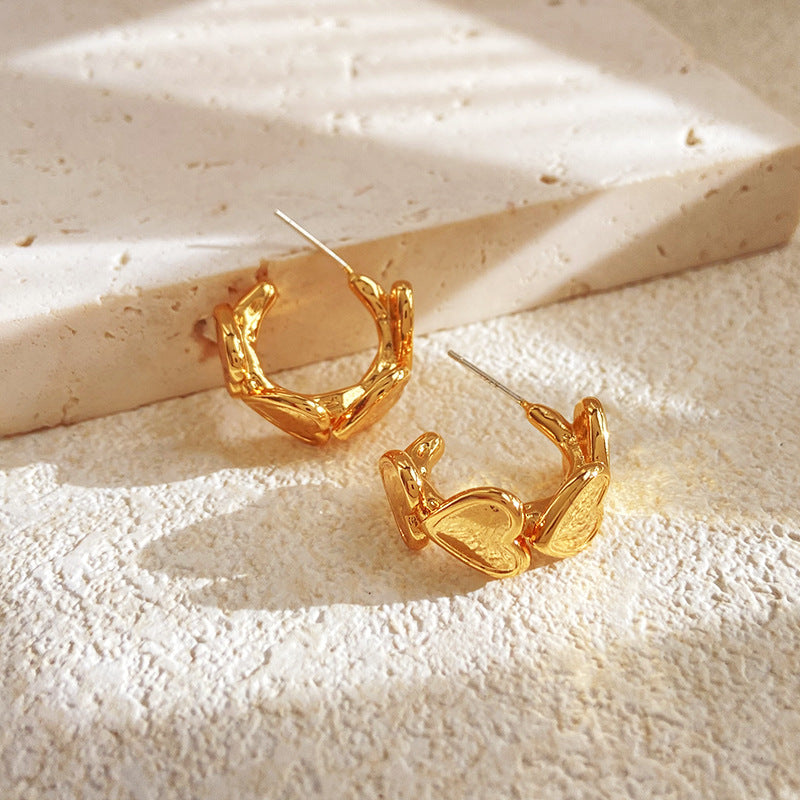 Gold-plated Brass Heart Shaped Earrings