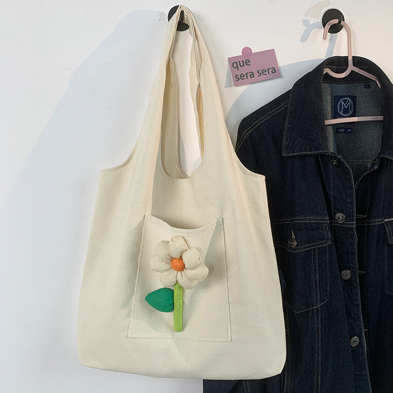 Flower Art Colorful Red Canvas Bag