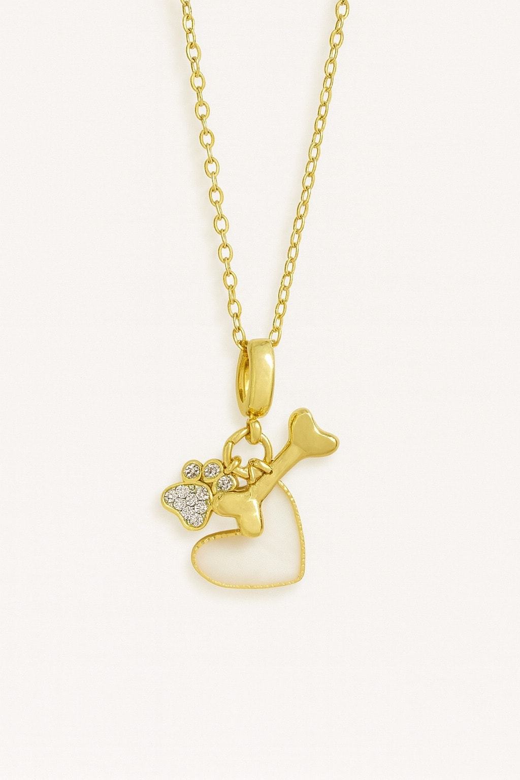 Stainless Steel Heart Paw Necklace For Women