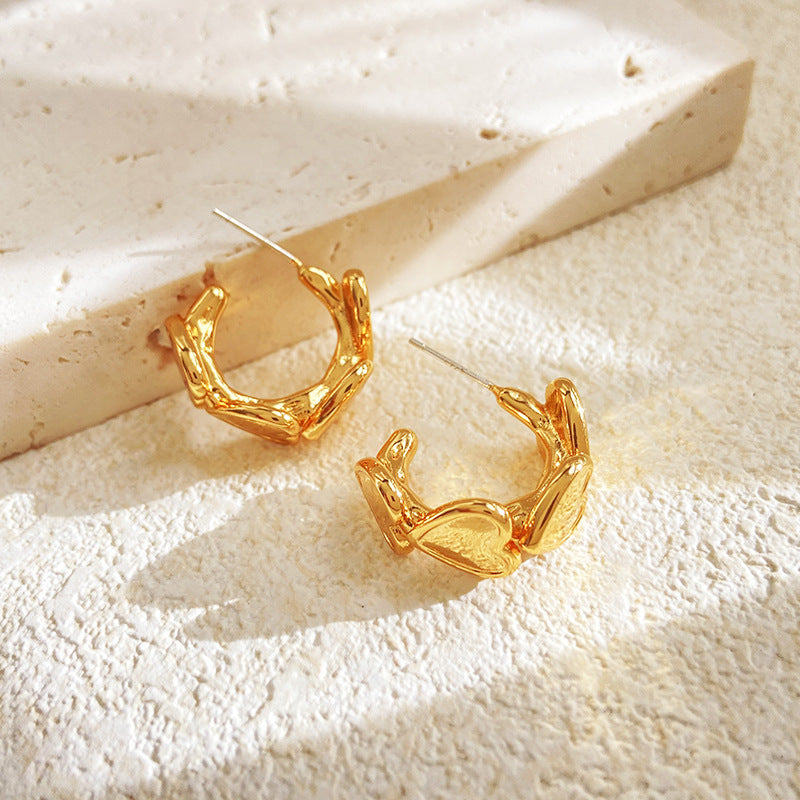 Gold-plated Brass Heart Shaped Earrings