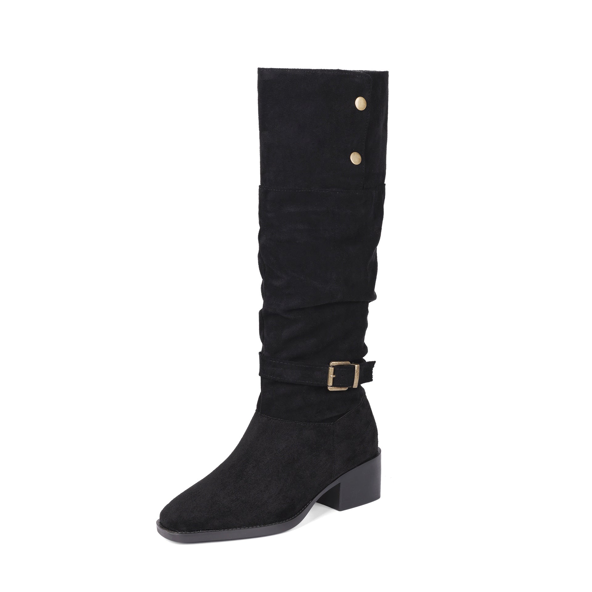 Chunky Heel Wrinkled Stacked Ankle Martin Boots