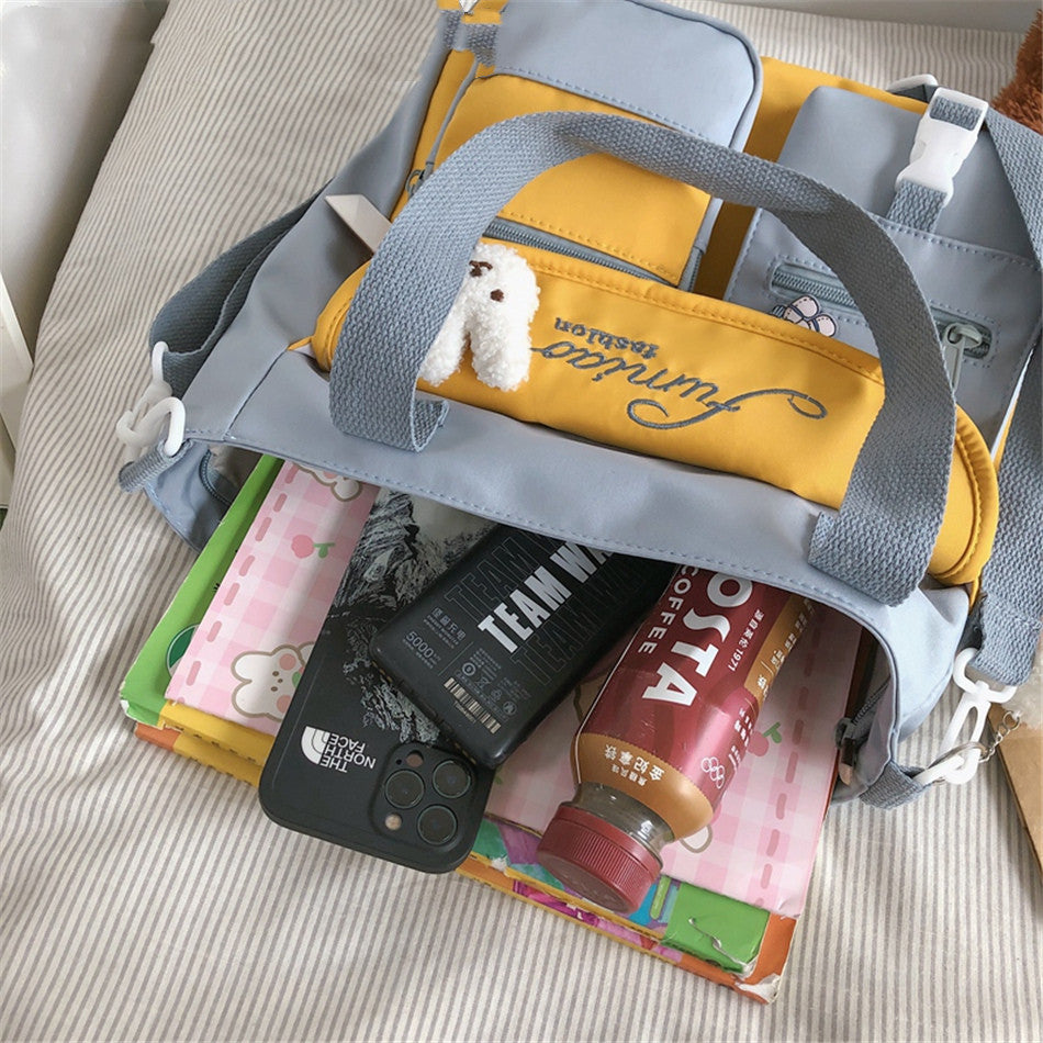 Primary School Students' Cram Bag Canvas Shoulder Messenger Bag