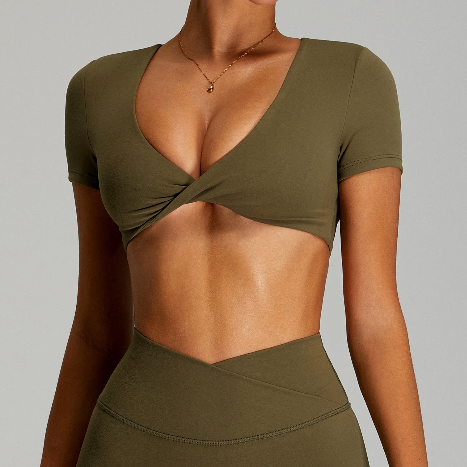 European And American Quick-drying Backless Women's Sexy Yoga Short Sleeve