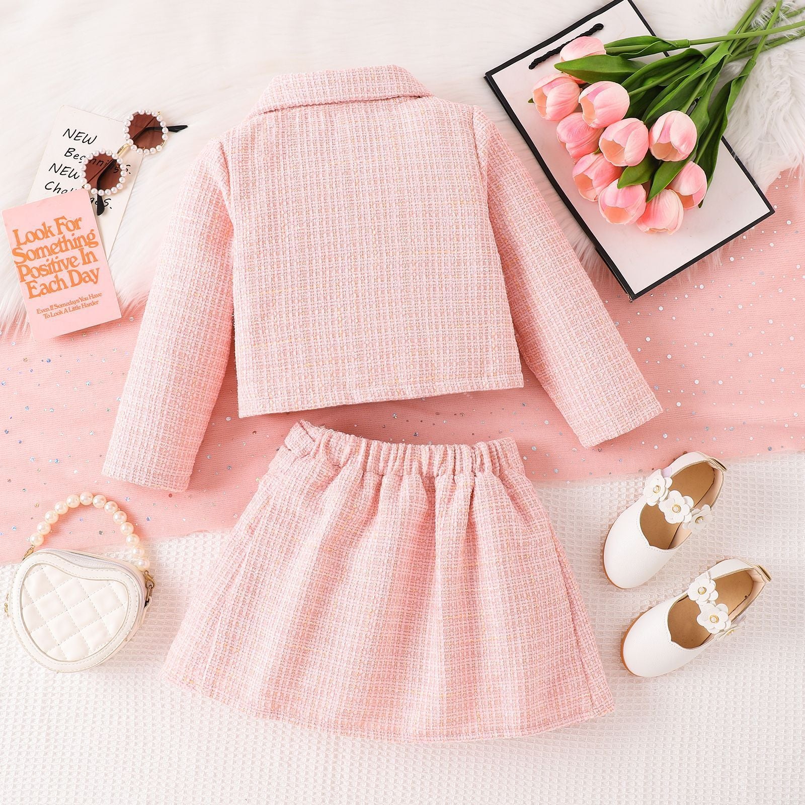 Long-sleeved Coat With Mid-waist Skirt Two-piece Set