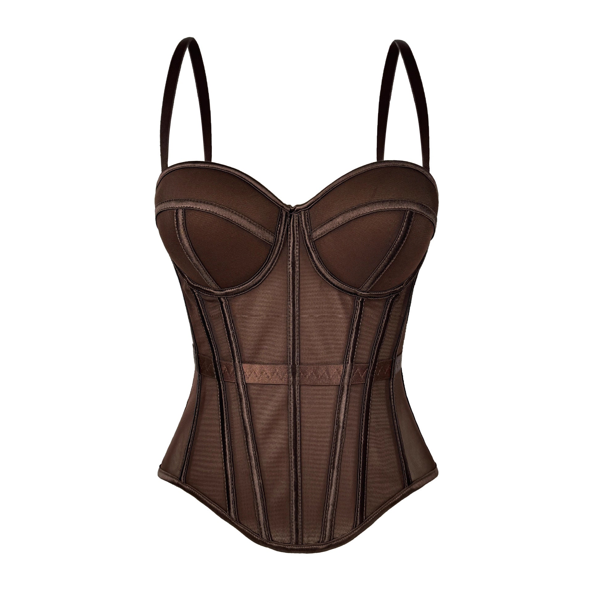 European And American Solid Color Fashion Fishbone Corset Waist-tight Slimming Mesh Camisole