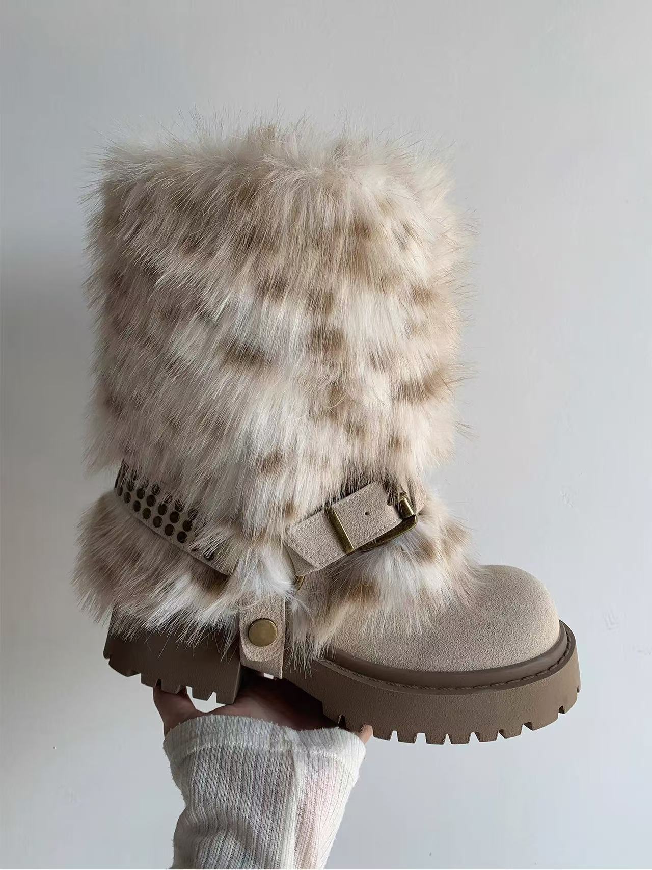 Winter Warm Furry Anti-slip Snow Boots For Women