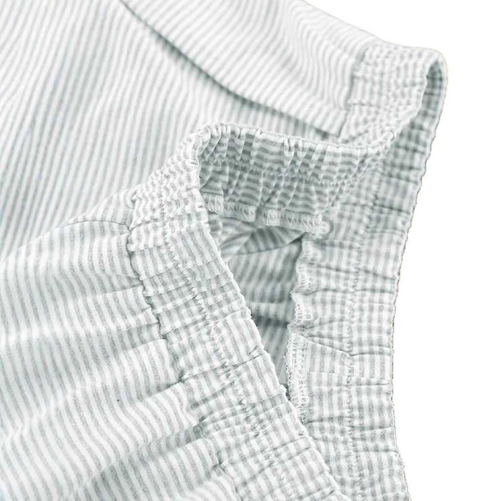 Women's Striped Casual Short-sleeved Top With Side Slit Shorts Set