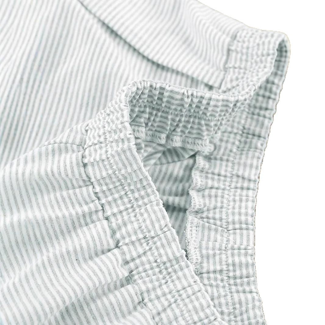 Women's Striped Casual Short-sleeved Top With Side Slit Shorts Set