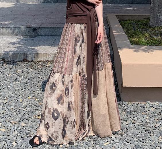 Vintage Printed Chiffon Printed Skirt