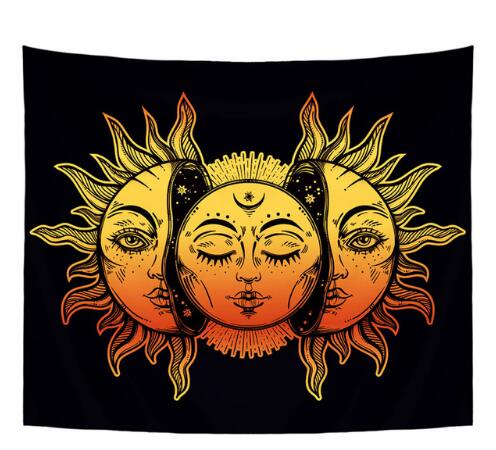 Smiry Mandala Indian Style Short Plush Tapestry Religion Sun Print Hanging Yoga Mat 148X130cm Decorative Bedroom Office