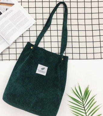 Summer literary small  corduroy canvas bag simple tide female hand shoulder bag