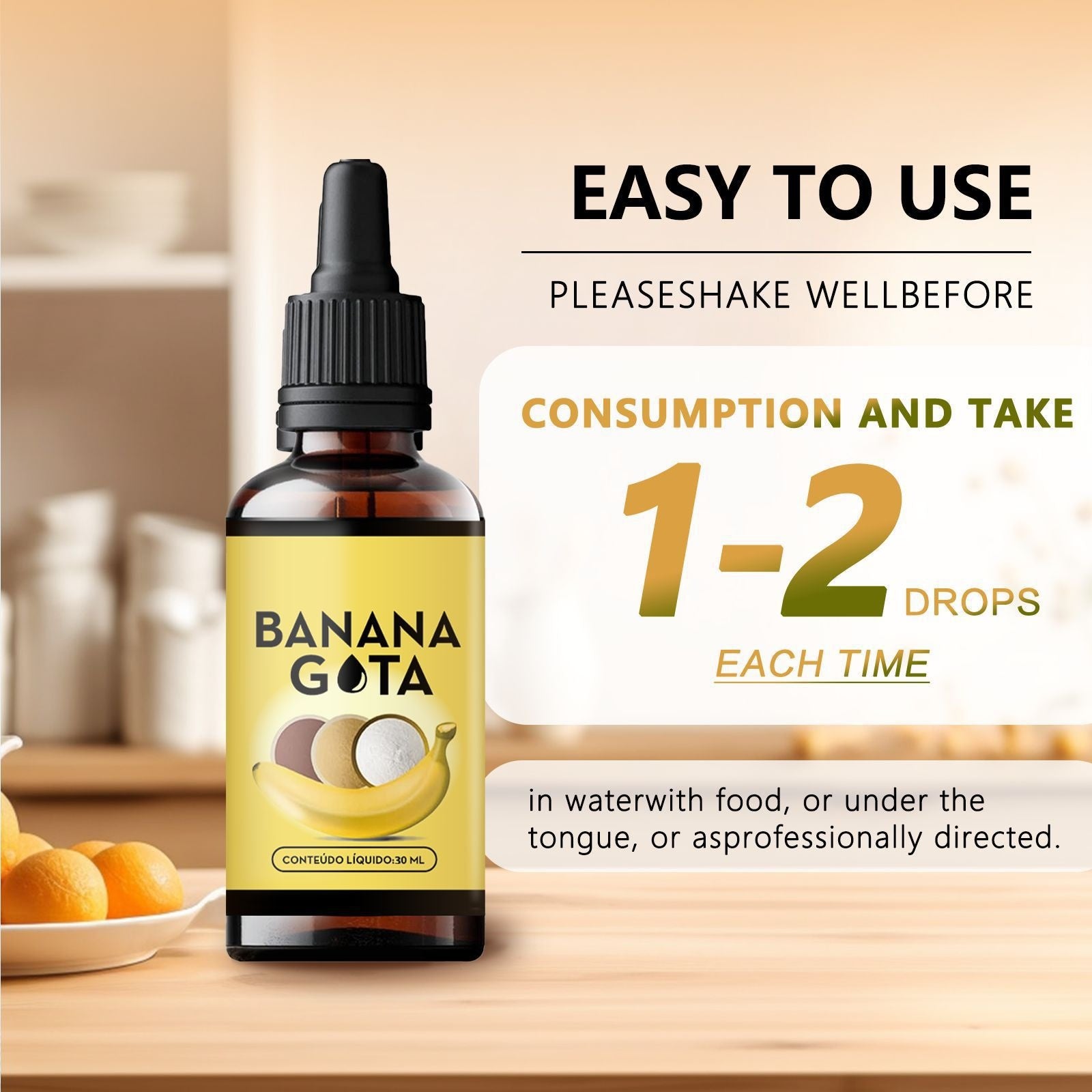 Health Boosting Body Shaping Supplement With Natural Banana Extract In Convenient Drop Form For Athletes