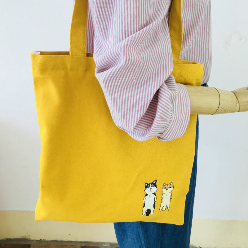 Printed Corgi Canvas Shoulder Bag