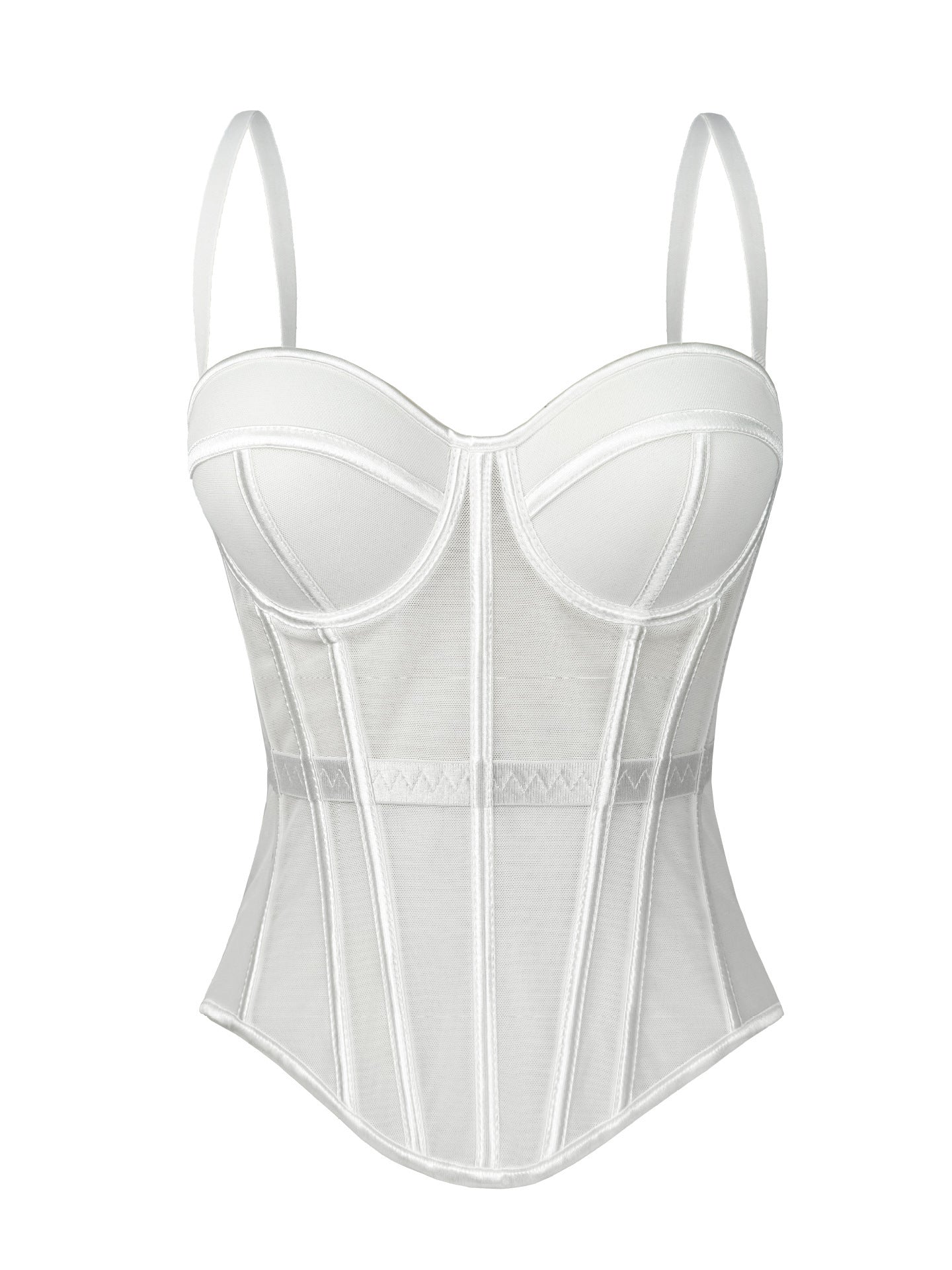 European And American Solid Color Fashion Fishbone Corset Waist-tight Slimming Mesh Camisole