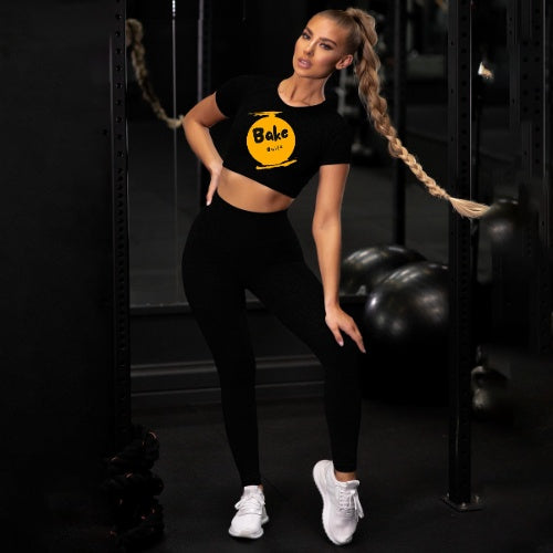 Bake build Crop top Knitted Solid Color Fitness Sports Yoga Wear