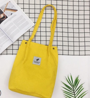 Summer literary small  corduroy canvas bag simple tide female hand shoulder bag