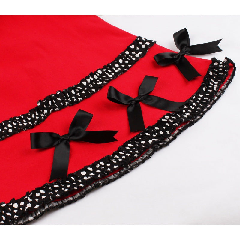 Patchwork bow print vintage dress