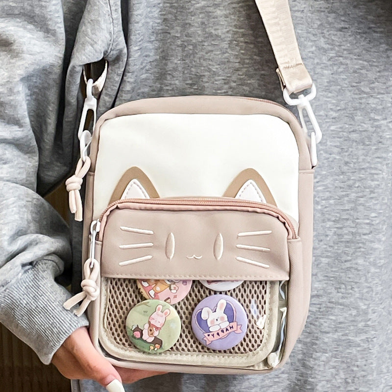 Cartoon Cat Embroidered Casual Shoulder Bag