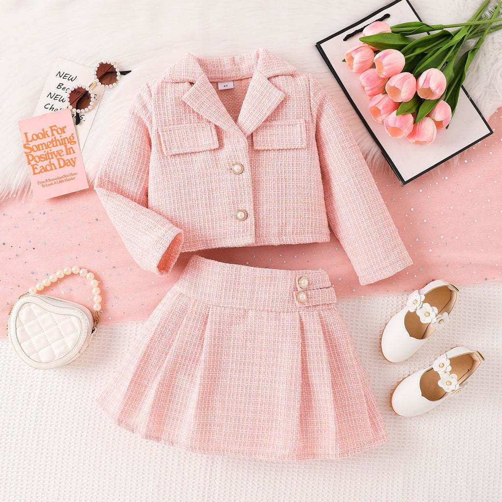 Long-sleeved Coat With Mid-waist Skirt Two-piece Set