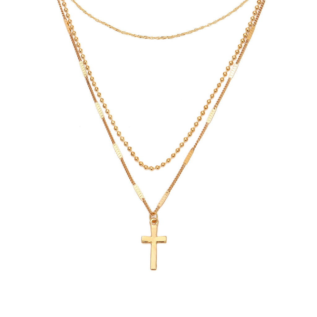 Vintage cross multi-layer necklace