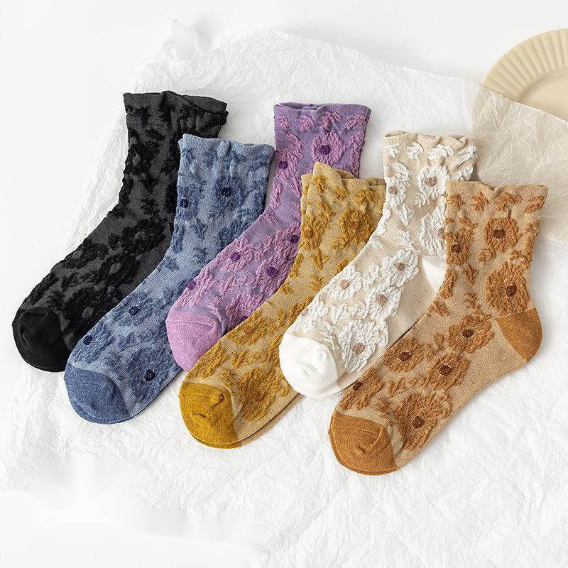 Vintage jacquard ladies cotton socks
