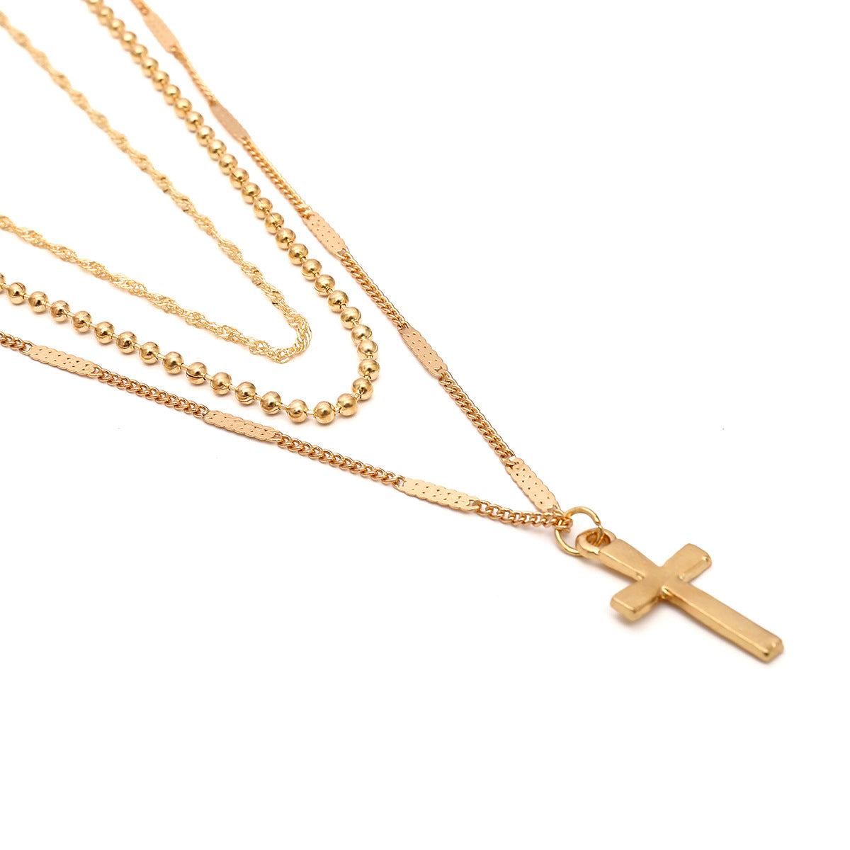 Vintage cross multi-layer necklace