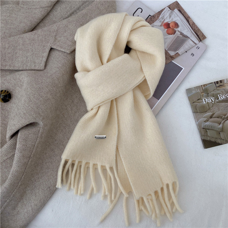 Winter Retro High-End All-Match Solid-Color Scarf