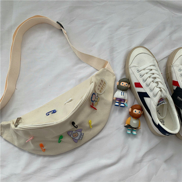 Korean Style Cute Cartoon Canvas Messenger Bag