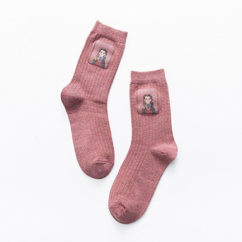 Little Girl Pattern Socks Women