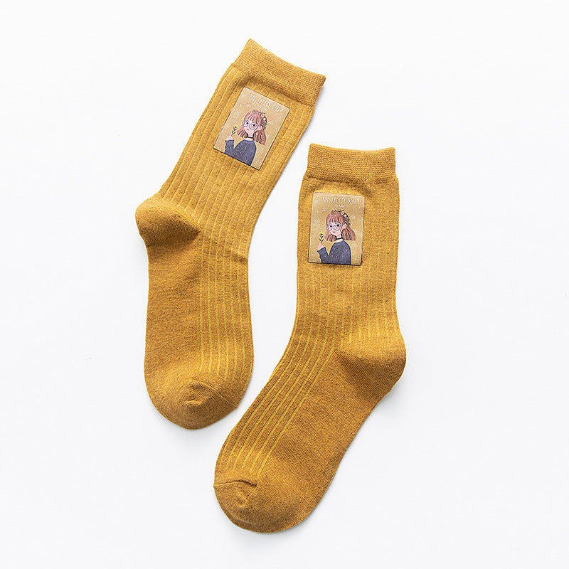 Little Girl Pattern Socks Women