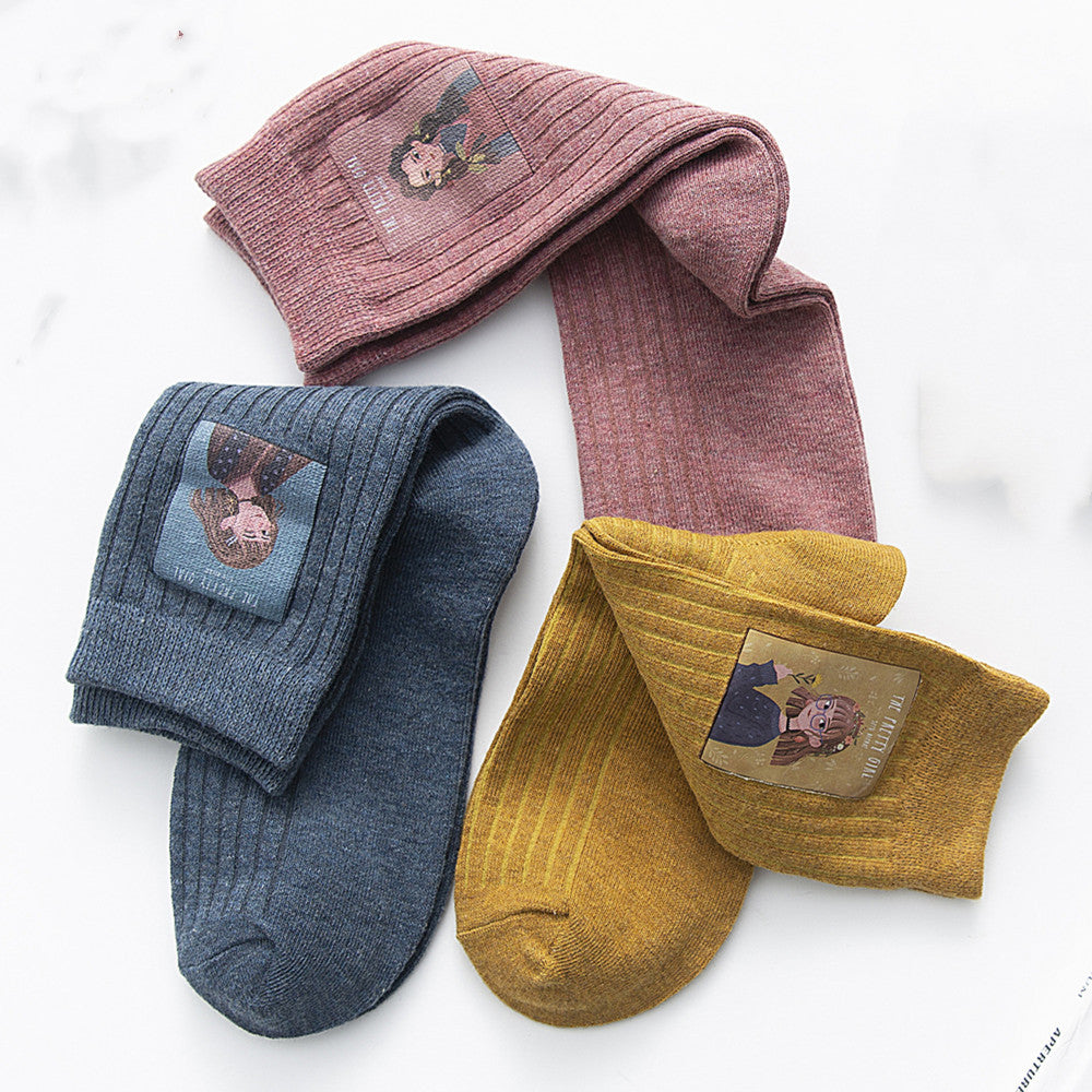 Little Girl Pattern Socks Women