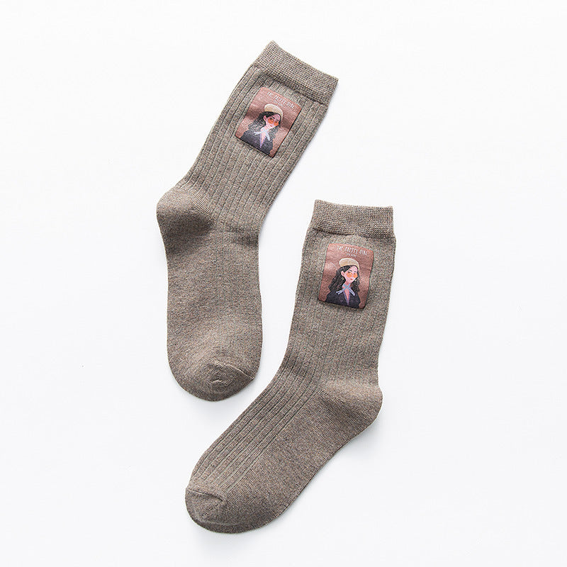 Little Girl Pattern Socks Women