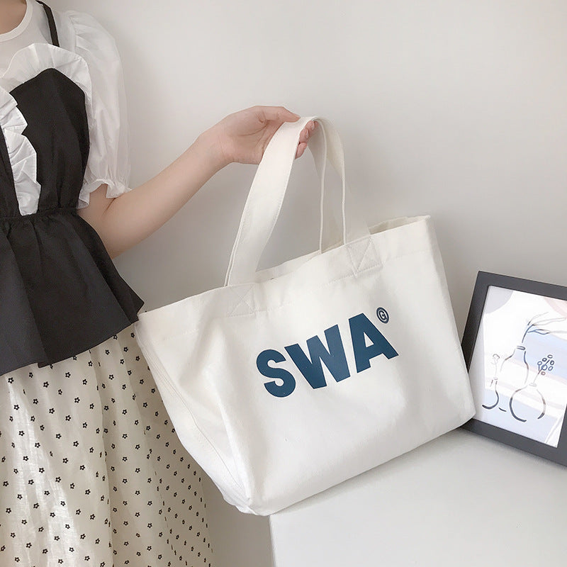 One-Shoulder Shopping Bag Lazy Style Student Art Canvas Bag Tote Bag