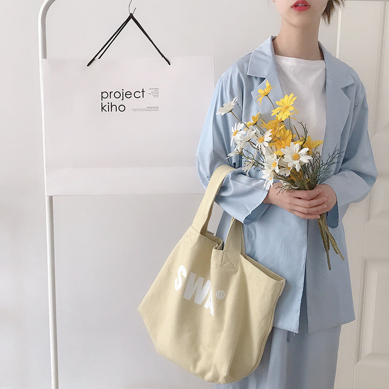 One-Shoulder Shopping Bag Lazy Style Student Art Canvas Bag Tote Bag