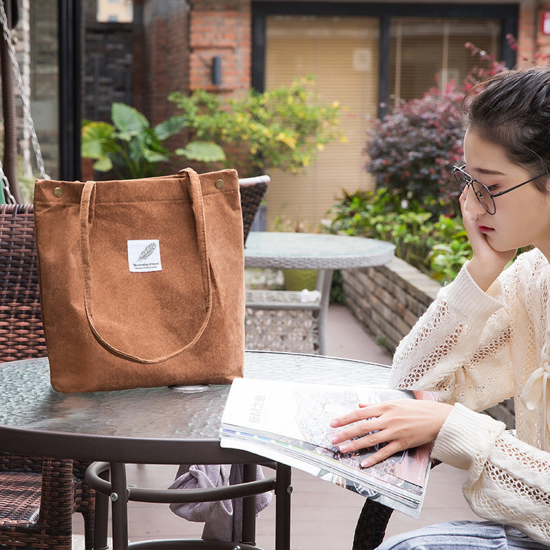 Corduroy Storage Bag Canvas Shoulder Bag
