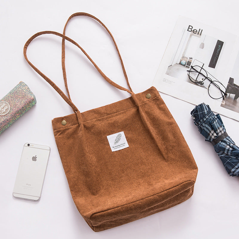 Corduroy Storage Bag Canvas Shoulder Bag
