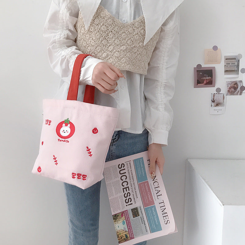 Portable Canvas Bag Office Worker Mommy Lunch Bag Student Cute Small Bag