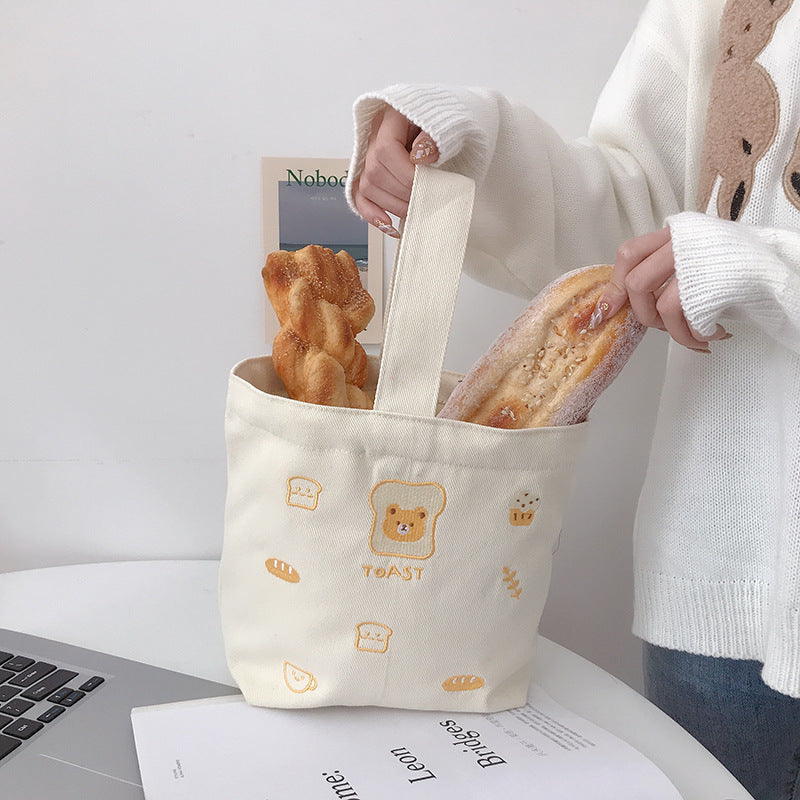 Portable Canvas Bag Office Worker Mommy Lunch Bag Student Cute Small Bag