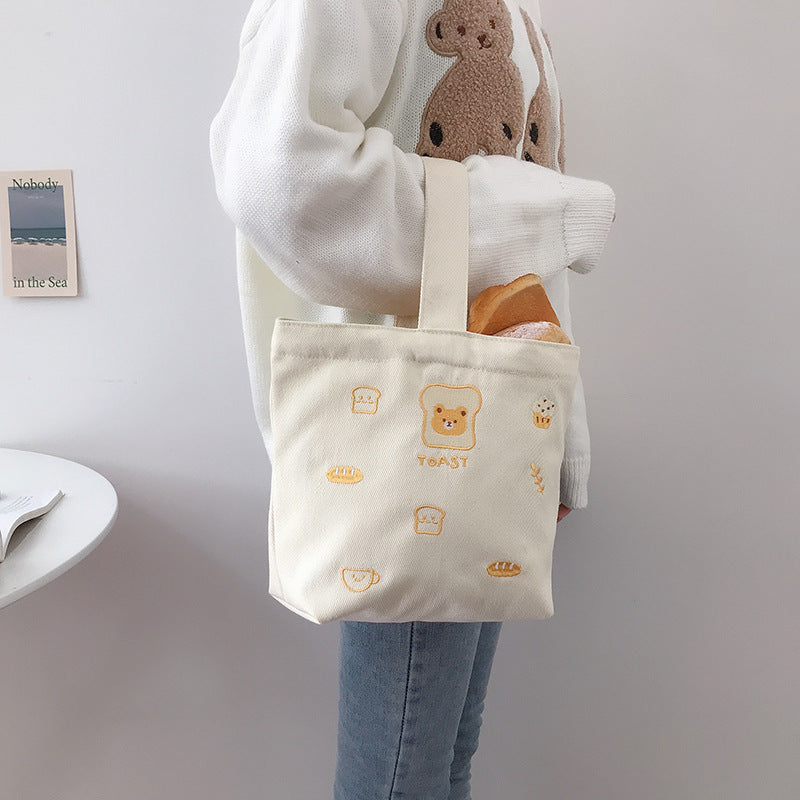 Portable Canvas Bag Office Worker Mommy Lunch Bag Student Cute Small Bag
