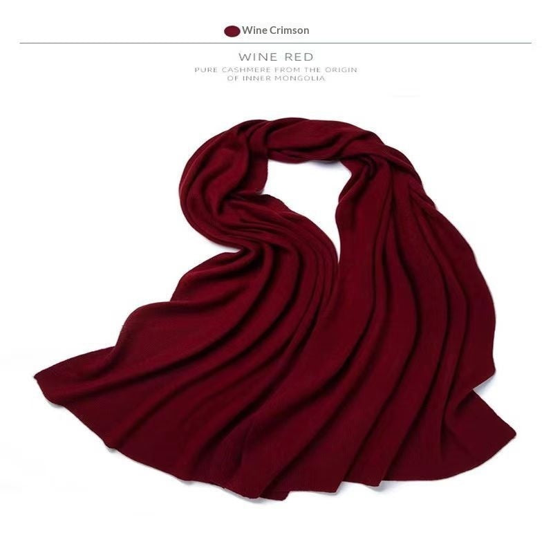 Pure Wool Scarf Relaxed And Slouchy Knitted Neck Warmer Solid-color Cashmere Shawl For Warmth And Neck Protection