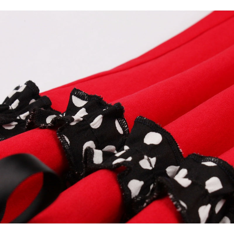 Patchwork bow print vintage dress